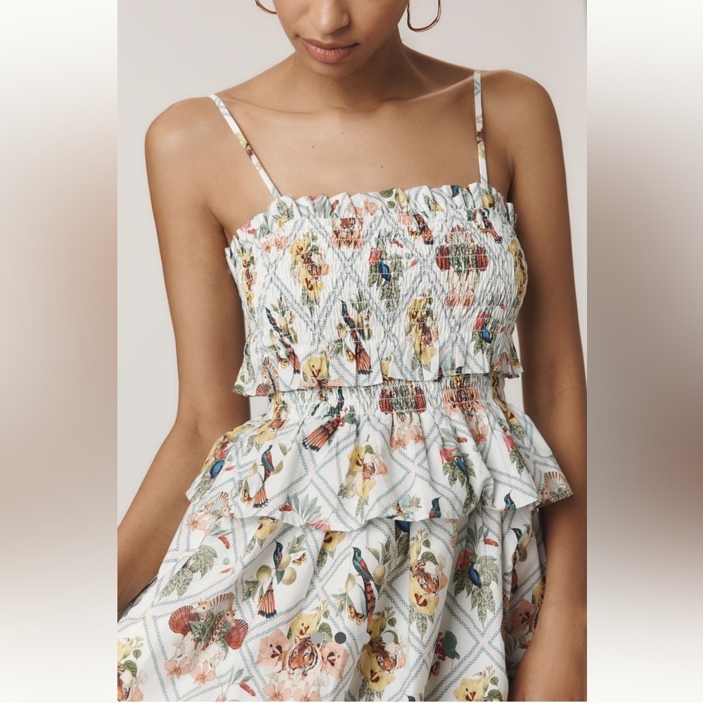 🎉RARE🎉 Anthropologie NWT Smocked Peplum Midi Dress size S - Picture 3 of 16